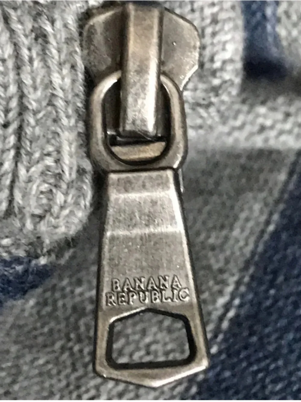Banana Republic full zip hoodie grey blue striped cotton sweater men size L